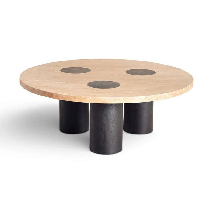 Cecilee Coffee Table Travertine Large - Beige & Black