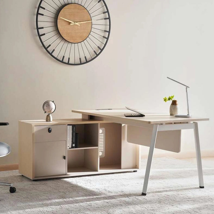 Cedare Office Desk Left Or Right Side Return - Nautral Pan Home