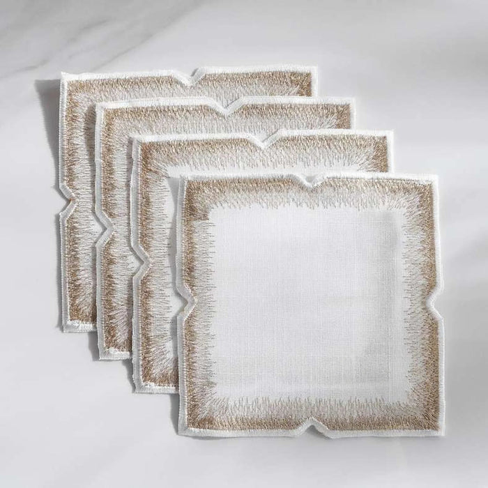 Celebrations Embroidered 4Piece Coaster Set 14X14Cm - Gold Pan Home