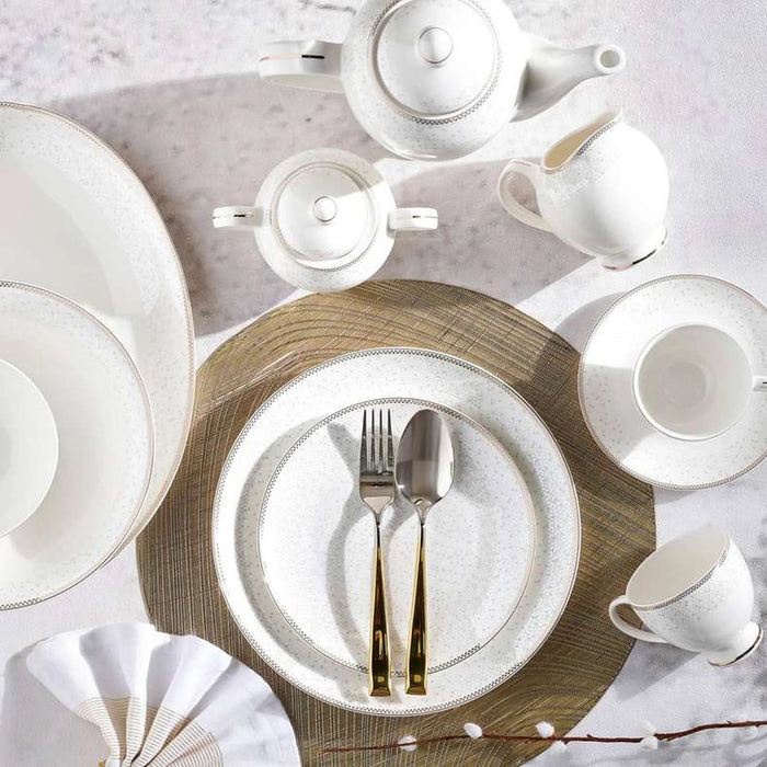 Celeste 47-Piece New Bone China Dinner Set -White