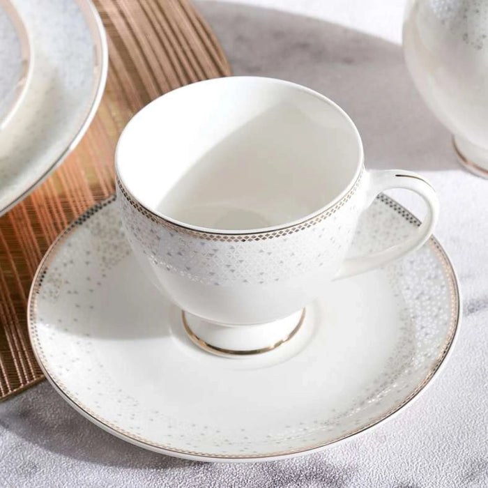 Celeste 47-Piece New Bone China Dinner Set -White