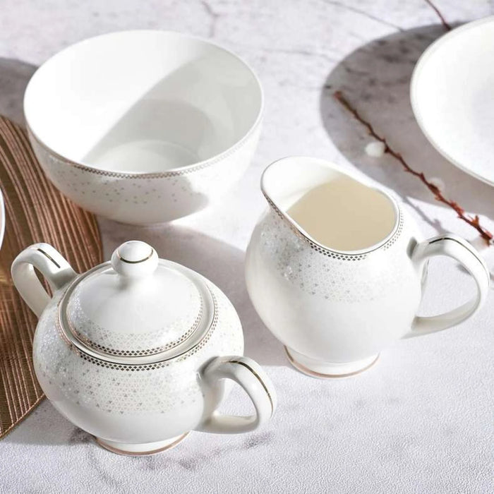 Celeste 47-Piece New Bone China Dinner Set -White
