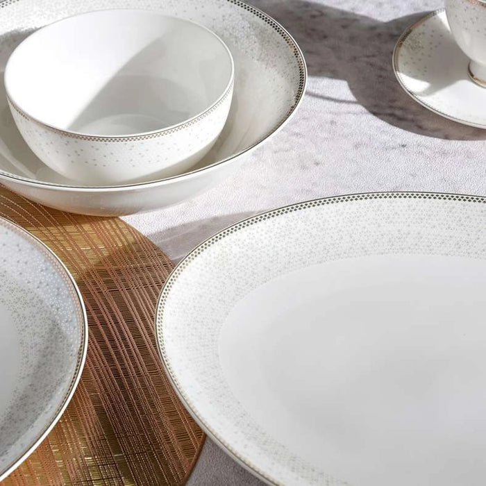 Celeste 47-Piece New Bone China Dinner Set -White