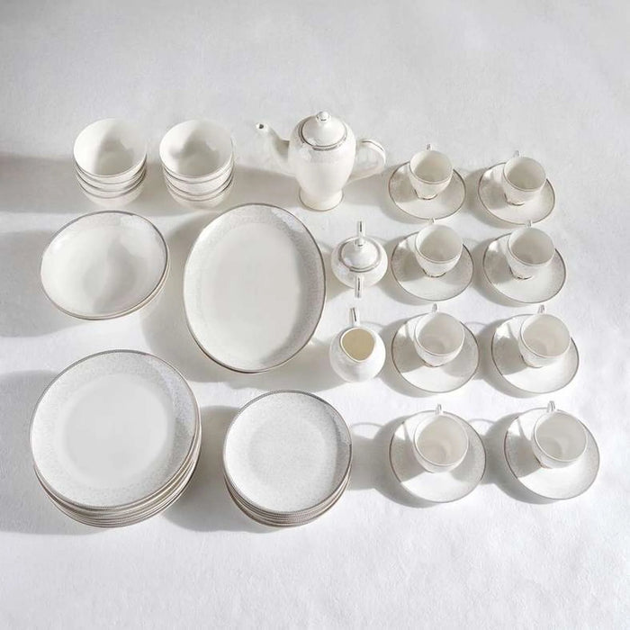 Celeste 47-Piece New Bone China Dinner Set -White