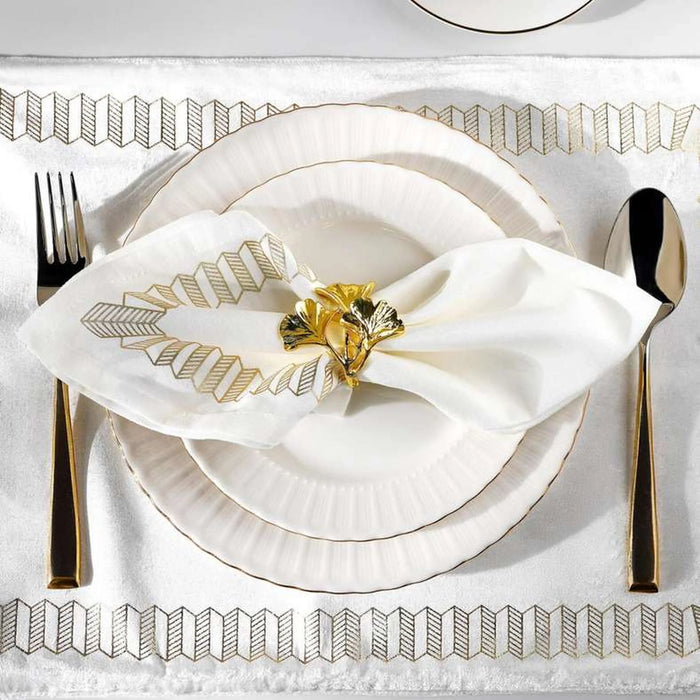 Celestia  Foil Printed 4 Piece Napkin Set 45X45Cm - Gold