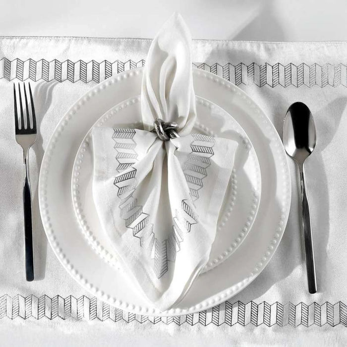 Celestia Foil Printed 4 Piece Napkin Set 45X45Cm - Silver