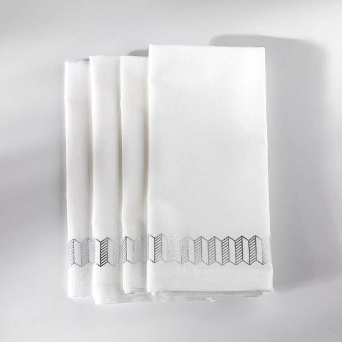 Celestia Foil Printed 4 Piece Napkin Set 45X45Cm - Silver