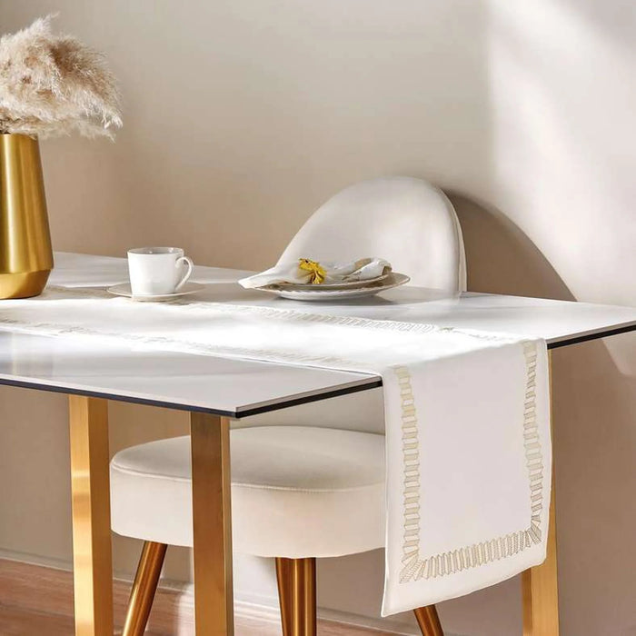 Celestia Foil Printed Table Runner 33X180Cm - Gold