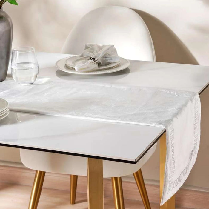 Celestia Foil Printed Table Runner 33X180Cm - Silver
