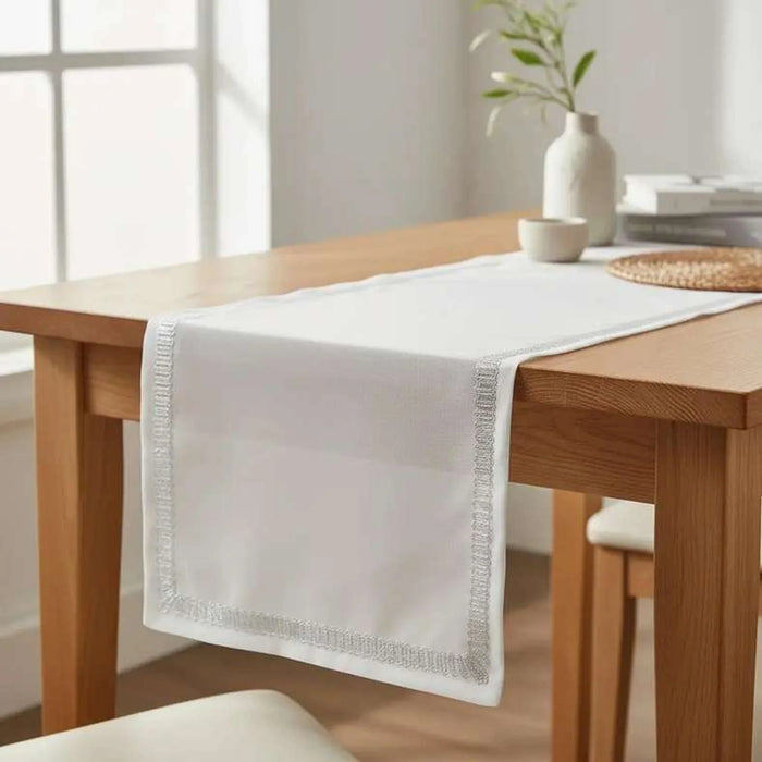 Celestia Foil Printed Table Runner 33X180Cm - Silver