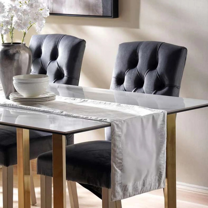 Celestia Foil Printed Table Runner 33X300Cm - Silver