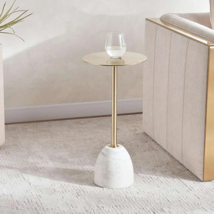 Celine Drink Table Marble - White & Gold