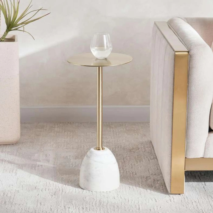 Celine Drink Table Marble - White & Gold