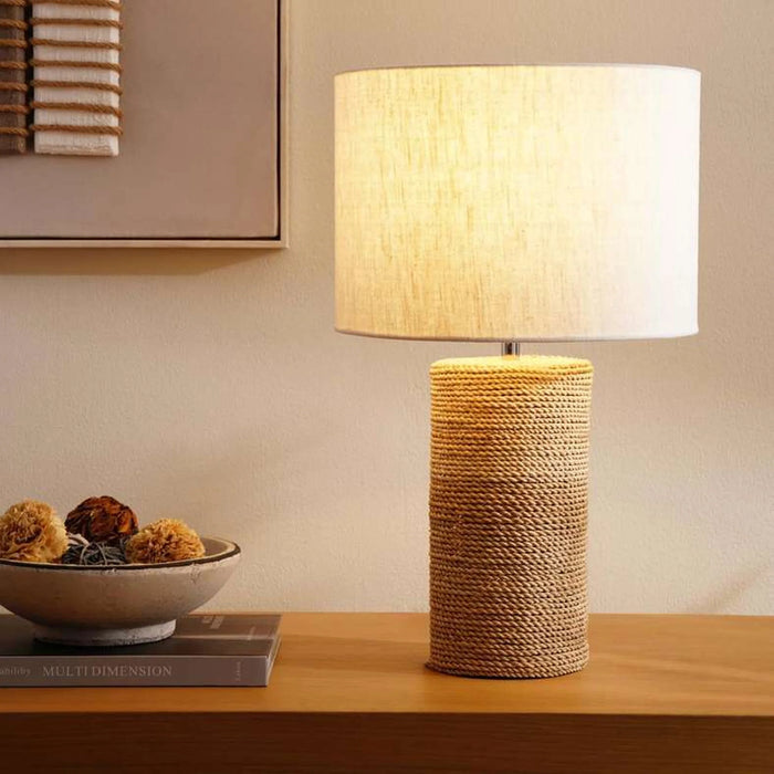 Cerah E27 Abaca Table Lamp Dia 30X49Cm - Natural