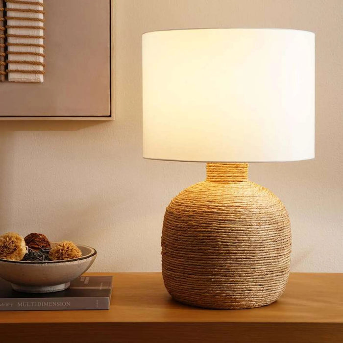 Cerah E27 Abaca Table Lamp Dia 35X53Cm - Natural