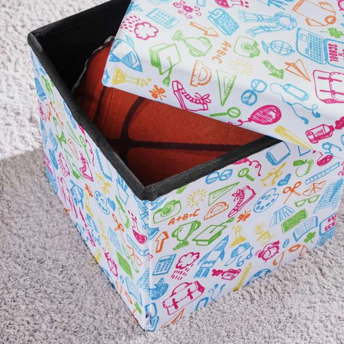 Champion Kid Foldable Storage Ottoman 30X30X30 Cm- Blue