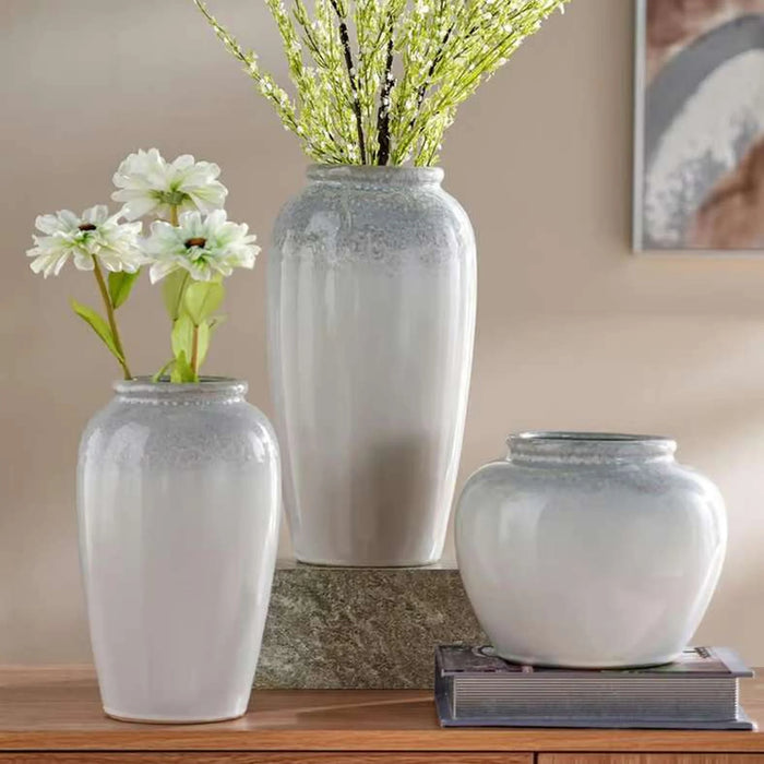 Chandler Two Tone Ceramic Vase 22X22X18Cm - Grey