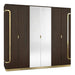 Chandni 6 Door Wardrobe - Brown & Gold Pan Home