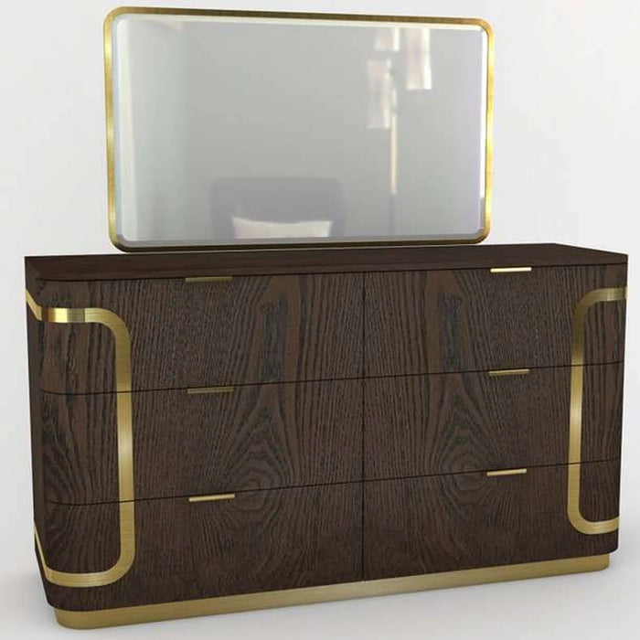 Chandni Dresser With Mirror - Brown & Gold