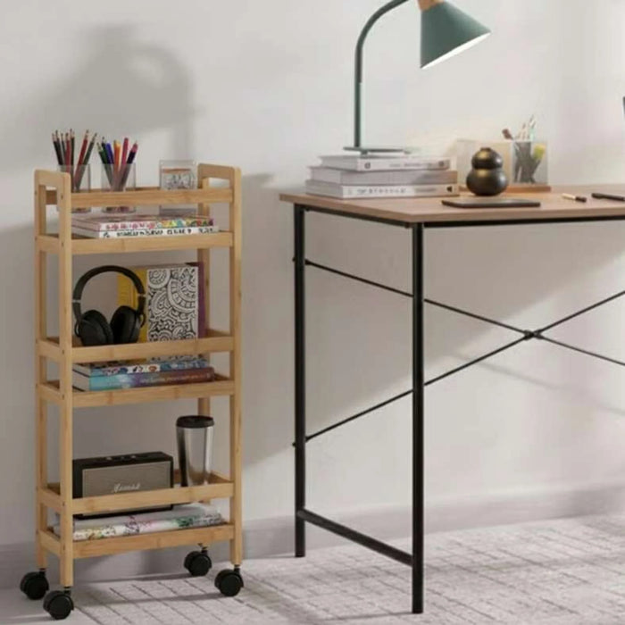 Charlee Multipurpose Bamboo Shelf Trolly 36X15X74Cm - Natural