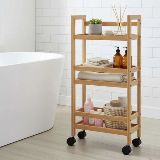 Charlee Multipurpose Bamboo Shelf Trolly 36X15X74Cm - Natural Pan Home