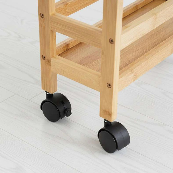 Charlee Multipurpose Bamboo Shelf Trolly 36X15X74Cm - Natural