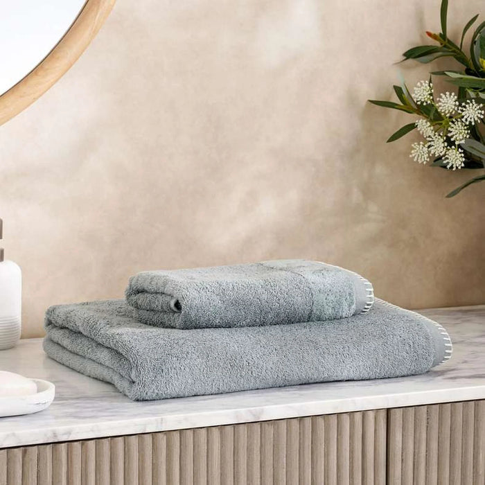 Charlotte Border Stitch Bath Sheet 90X150Cm - Mint