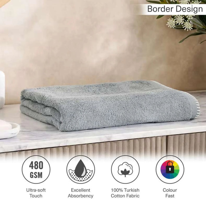 Charlotte Border Stitch Bath Sheet 90X150Cm - Mint