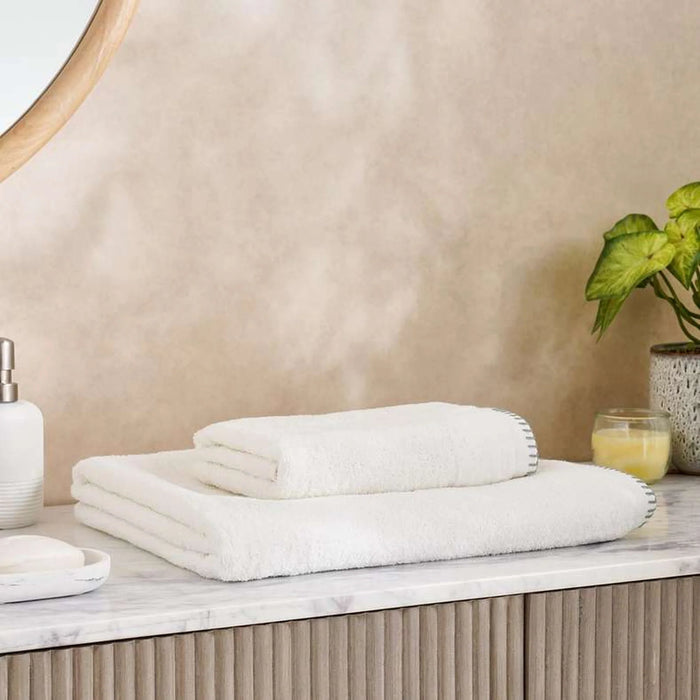 Charlotte Border Stitch Bath Sheet 90X150Cm - White