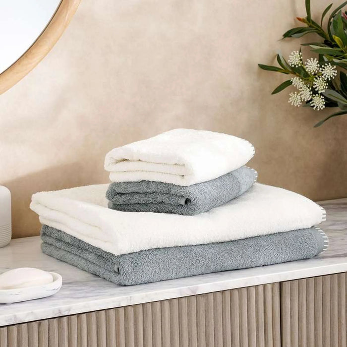 Charlotte Border Stitch Bath Sheet 90X150Cm - White