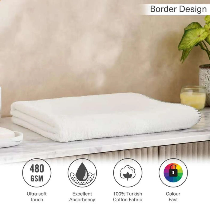 Charlotte Border Stitch Bath Sheet 90X150Cm - White