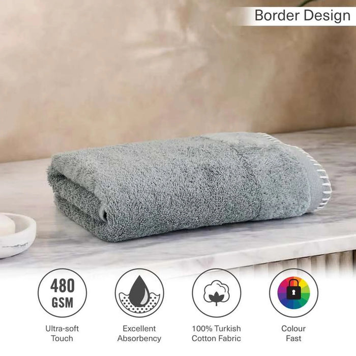 Charlotte Border Stitch Hand Towel 50X90Cm-Mint