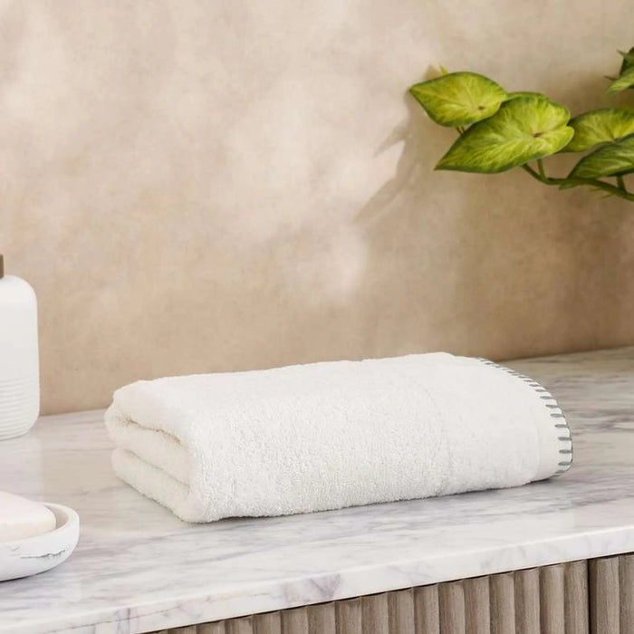 Charlotte Border Stitch Hand Towel 50X90Cm-White