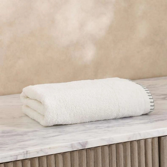 Charlotte Border Stitch Hand Towel 50X90Cm-White