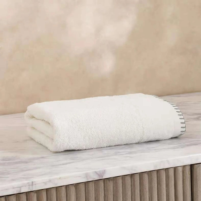 Charlotte Border Stitch Hand Towel 50X90Cm-White