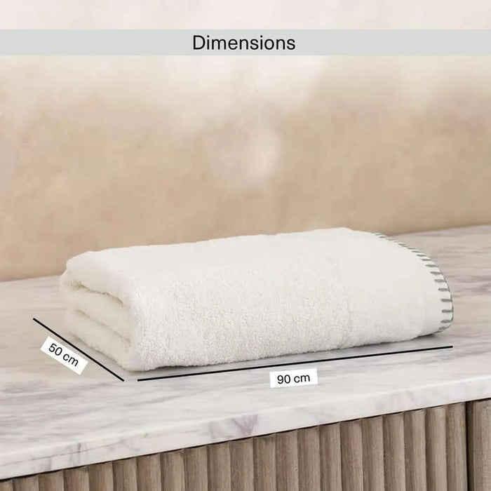Charlotte Border Stitch Hand Towel 50X90Cm-White