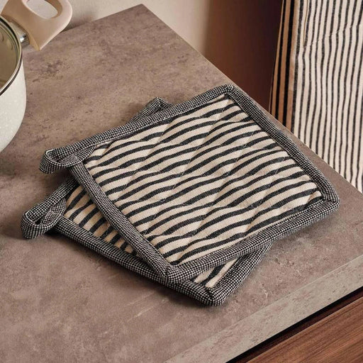 Chefzone Cotton 2Piece Potholder Set 20X20 - Black Pan Home