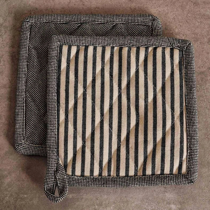 Chefzone Cotton 2Piece Potholder Set 20X20 - Black Pan Home