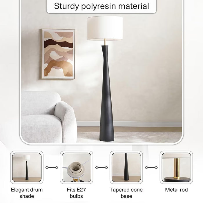 Chellsy e27 polyresin floor lamp 61x61x185.5cm - black Pan Home