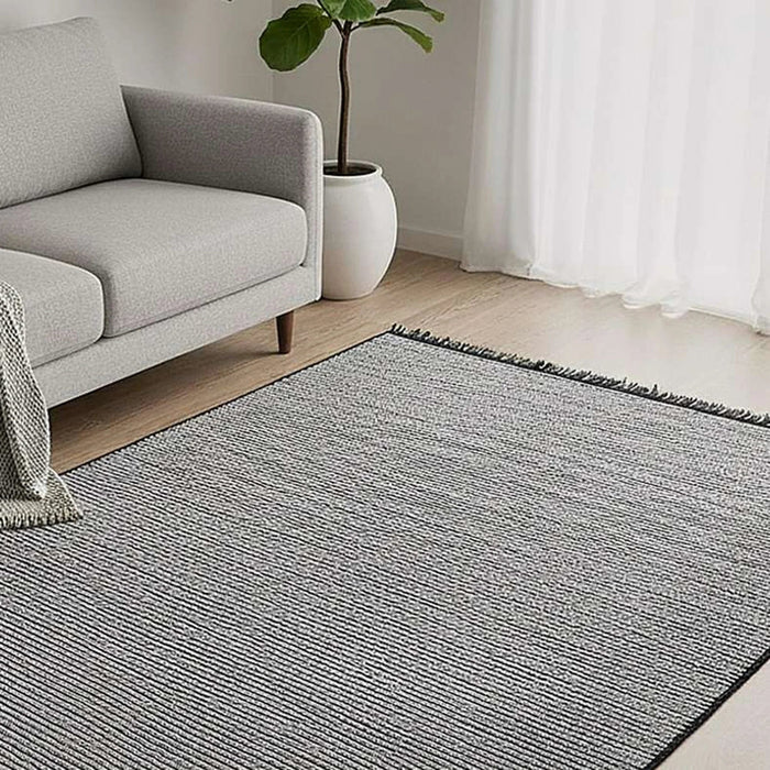 Chennile Lux Flat Woven Dhurrie 60X90Cm - Black Pan Home