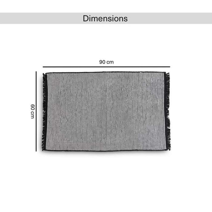 Chennile Lux Flat Woven Dhurrie 60X90Cm - Black Pan Home