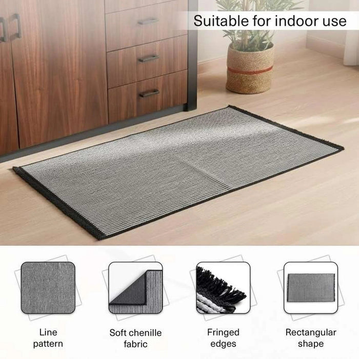 Chennile Lux Flat Woven Dhurrie 90X150Cm - Black Pan Home