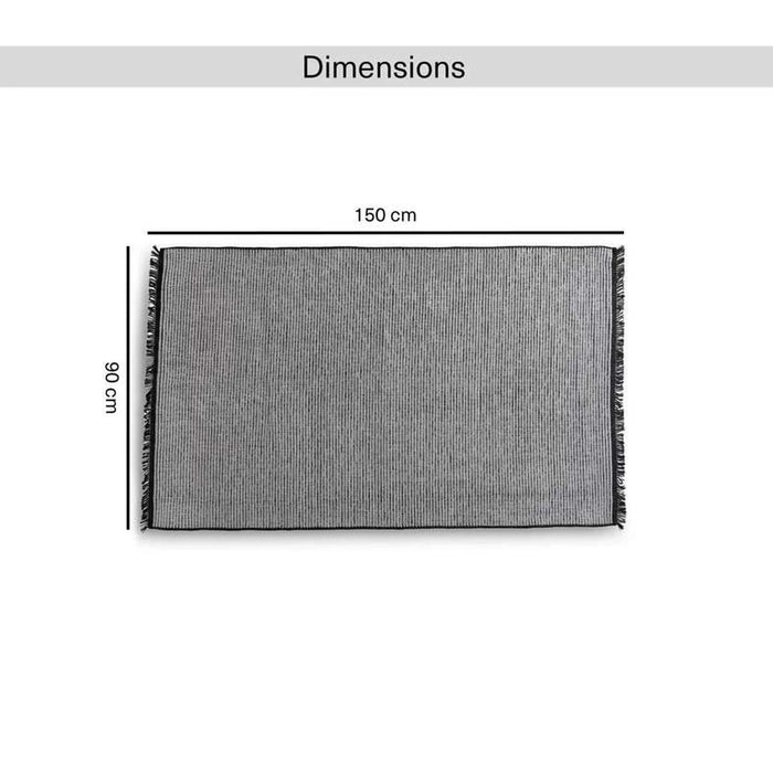 Chennile Lux Flat Woven Dhurrie 90X150Cm - Black Pan Home