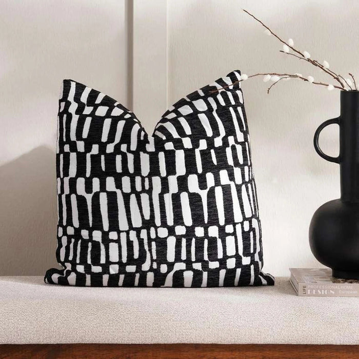Chesed Chenile Jarquard Filled Cushion 45X45Cm - Black Pan Home