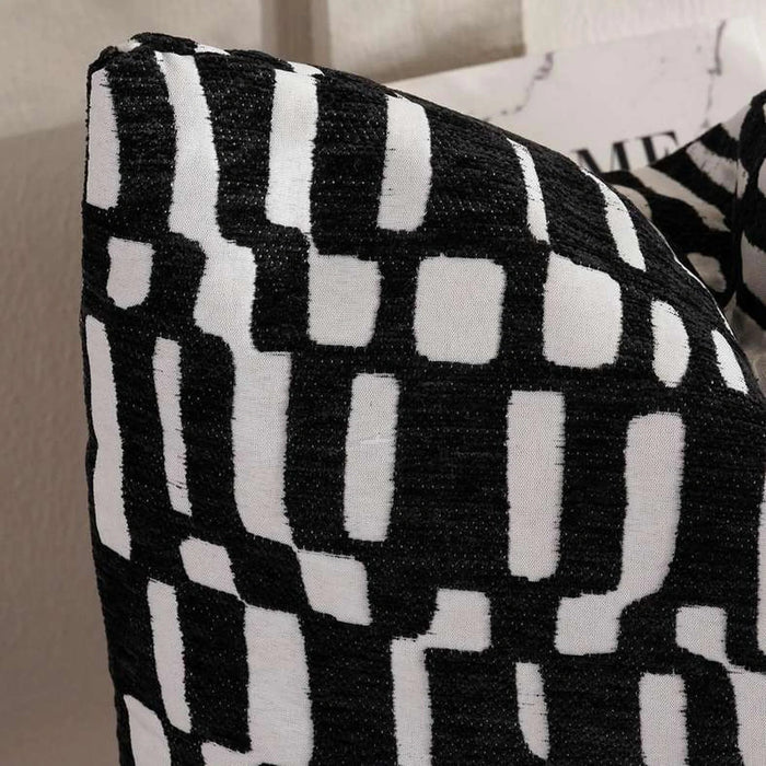 Chesed Chenile Jarquard Filled Cushion 45X45Cm - Black Pan Home