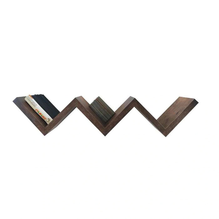 Chevron Wooden Bookshelf 59X12X11Cm - Dark Brown Pan Home