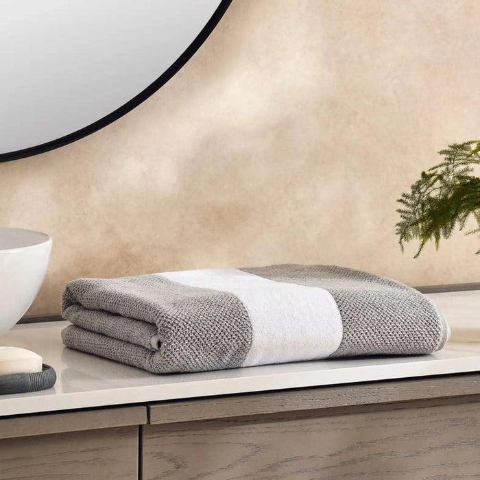 Chicago Textured Stripe 650 Gsm Bath Sheet 90X150 Cm-Frost Grey
