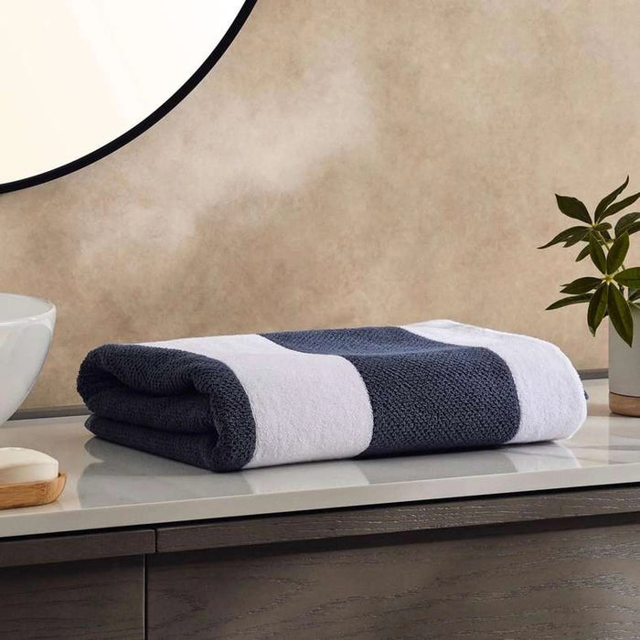 Chicago Textured Stripe 650 Gsm Bath Sheet 90X150 Cm-Ocean