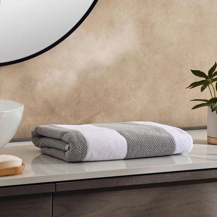 Chicago Textured Stripe 650 Gsm Bath Towel 70X140 Cm-Frost Grey