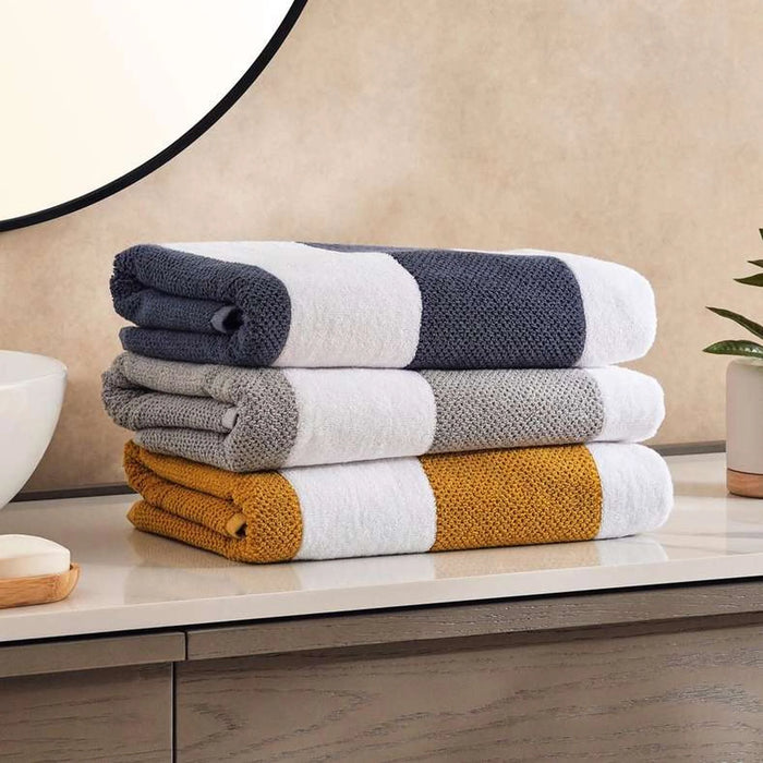 Chicago Textured Stripe 650 Gsm Bath Towel 70X140 Cm-Ocean